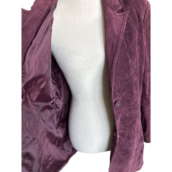 St. John's Bay Purple Jacket Suede Blazer Washable Pockets 2 Button Lined Large - Picture 2 of 7